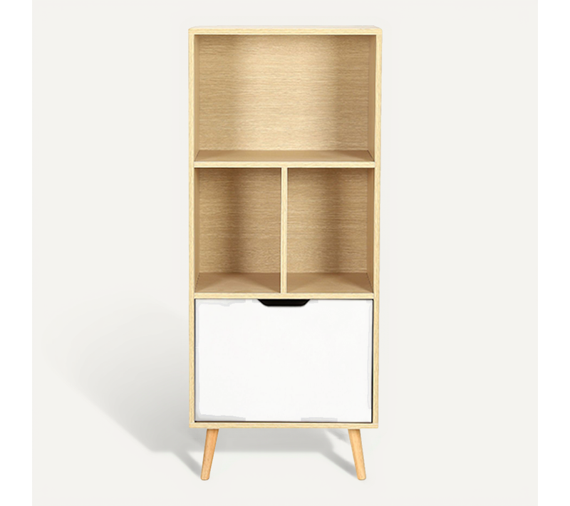 Buffet En Bois - Design Scandinave - 4 Compartiments - Rion Bois Naturel