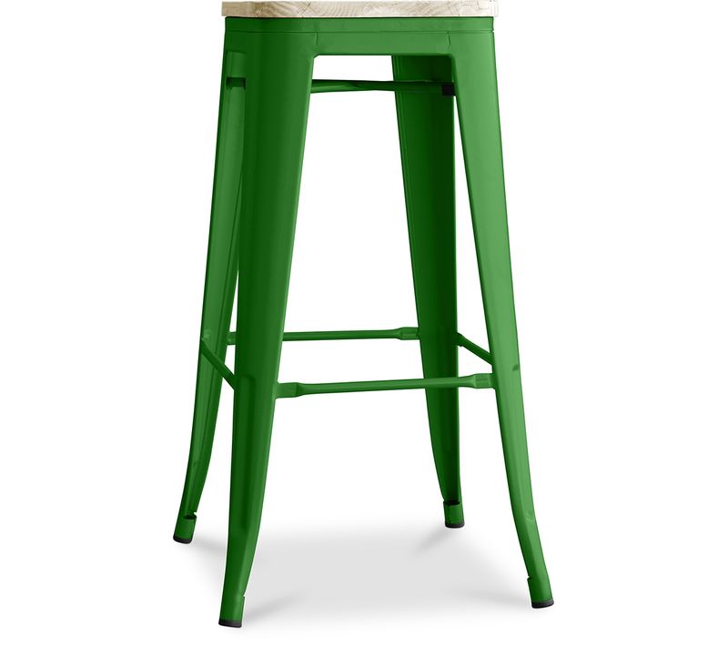 Tabouret Bistrot Metalix - 76 Cm - Métal Et Bois Clair Vert