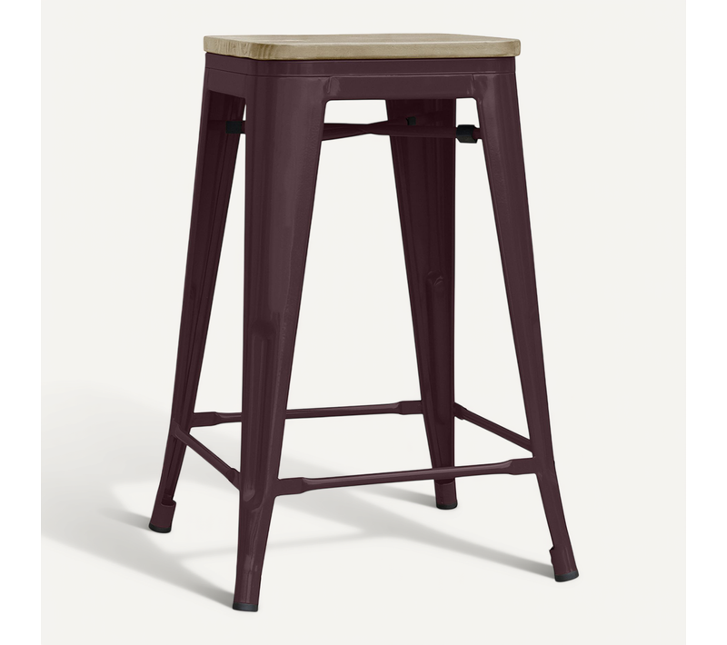 Tabouret Bistrot Metalix - 61 Cm - Métal Et Bois Clair Bronze