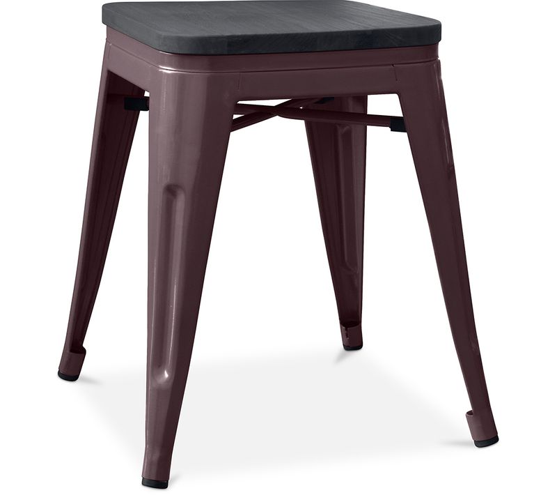 Tabouret Bistrot Metalix - 46 Cm - Métal Et Bois Foncé Bronze