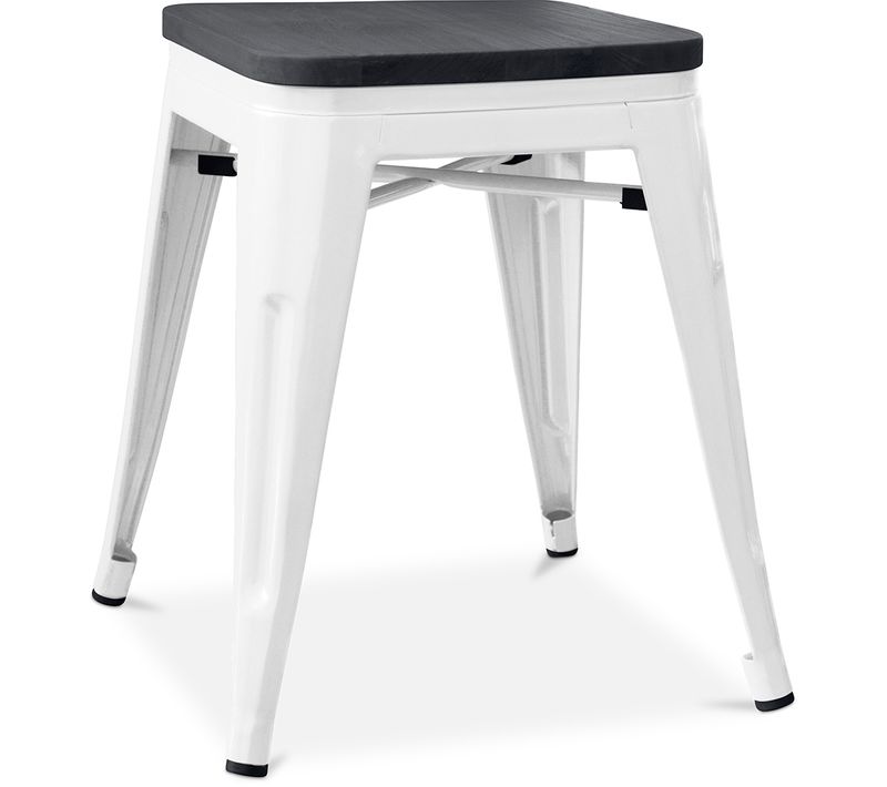 Tabouret Style Bistrot Metalix - 46 Cm - Métal Et Bois Foncé Blanc