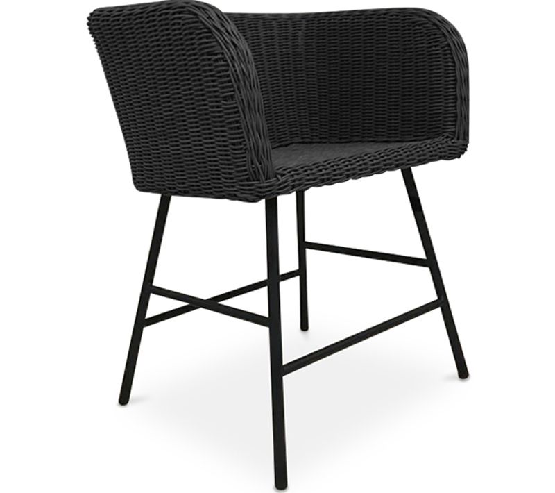 Chaise De Salle À Manger Gazala Design Boho Bali - Rotin Synthétique Noir