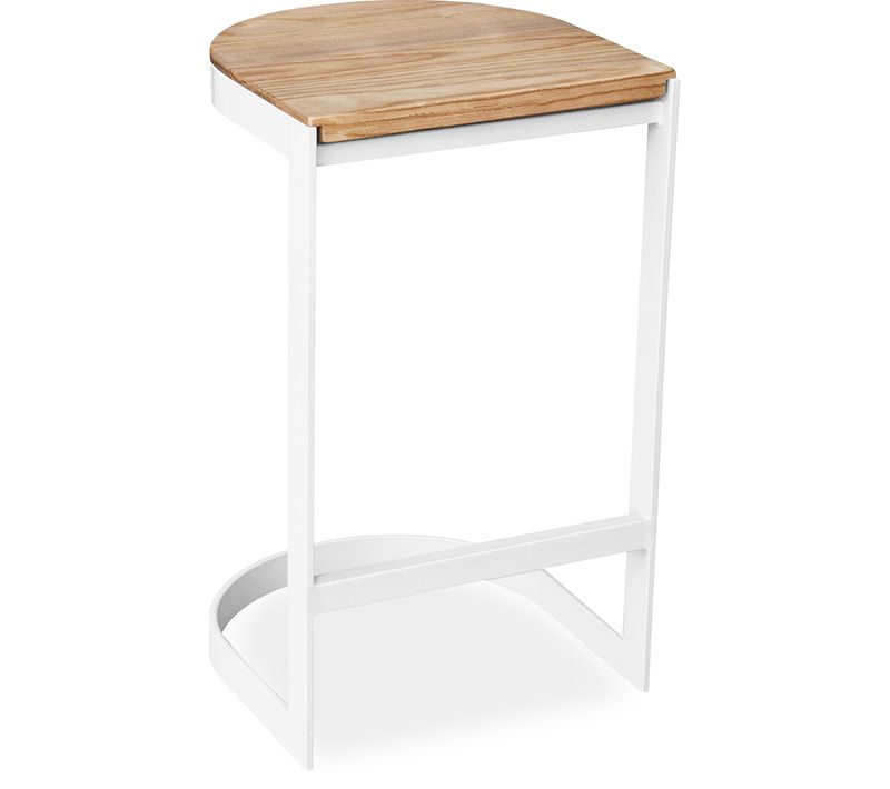 Tabouret Industriel En Métal Et Bois 60cm - Esis Blanc