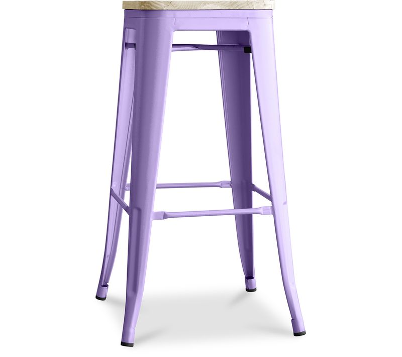 Tabouret Bistrot Metalix - 76 Cm - Métal Et Bois Clair Violet Pastel