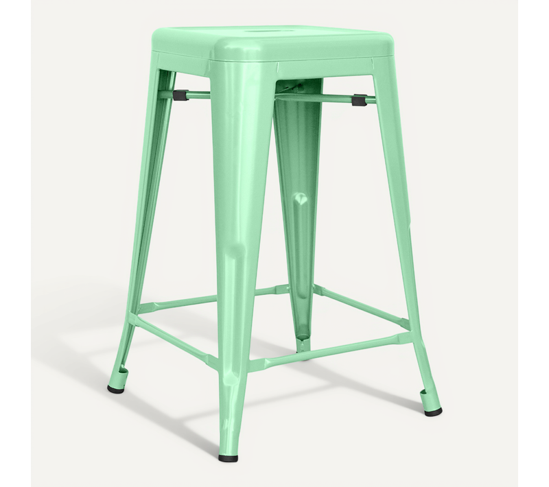 Tabouret De Bar Design Industriel - Acier Mat - 60cm - Metalix Menthe