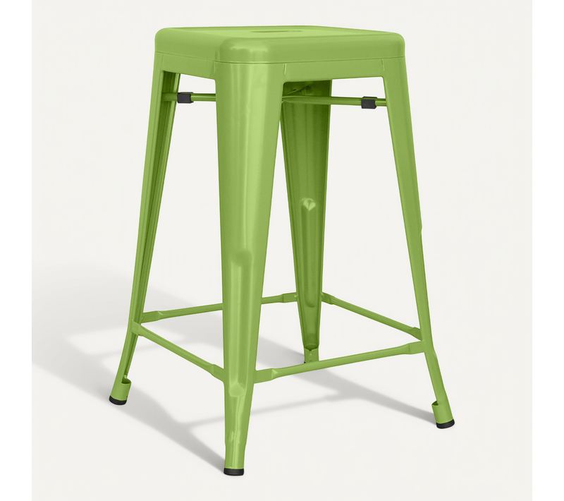 Tabouret De Bar Design Industriel - Acier Mat - 60cm - Metalix Vert Clair