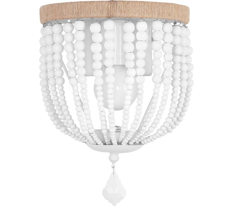 Applique Murale En Bois Et Perles De Style Boho Bali  Blanc