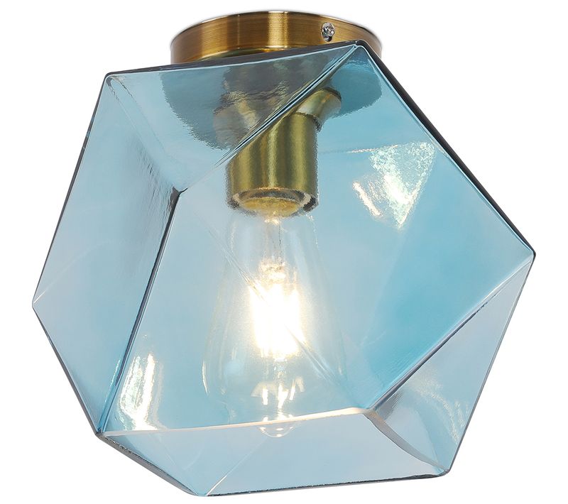 Plafonnier Design En Verre Et En Métal Bleu