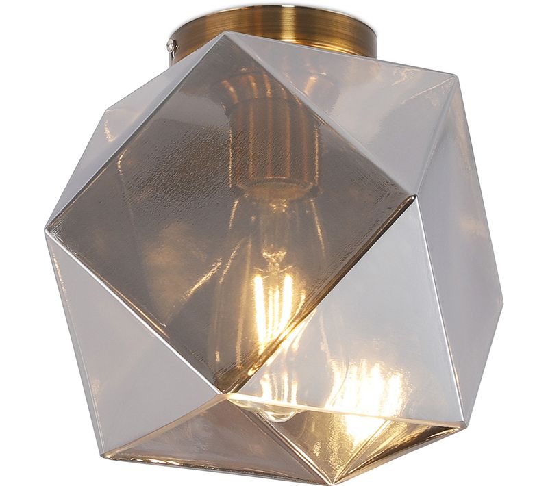 Plafonnier Design En Verre Et En Métal Gris Transparent