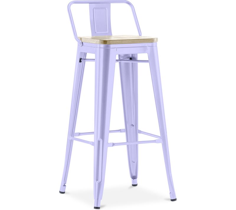 Tabouret De Bar Avec Dossier - Design Industriel - 76 Cm - Metalix Lavande