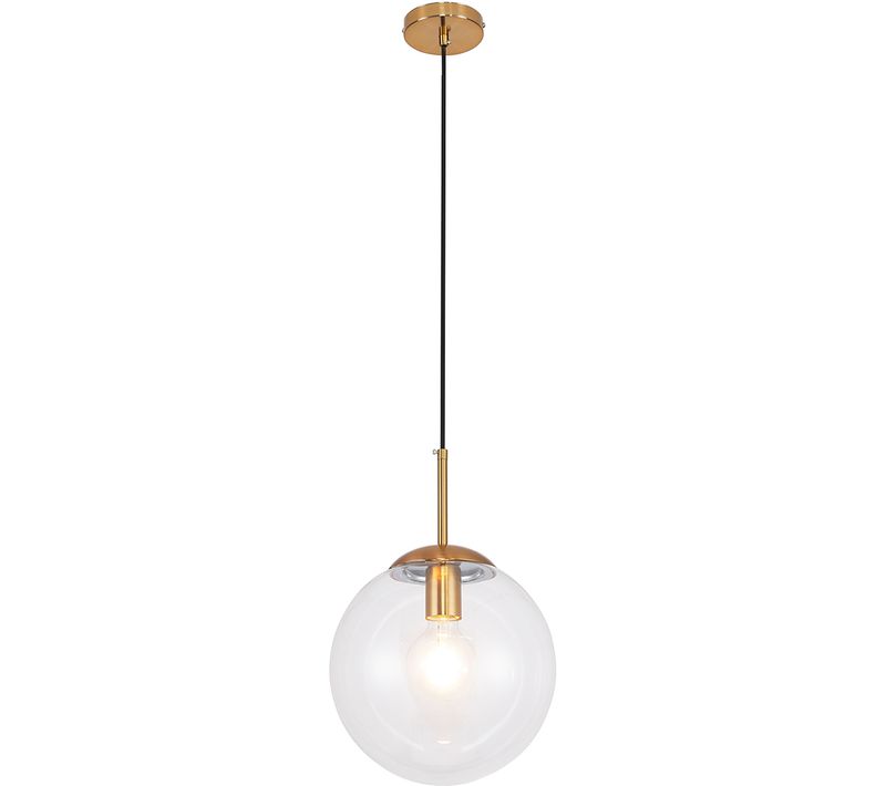 Lampe Suspension Dorée Design En Verre Transparent