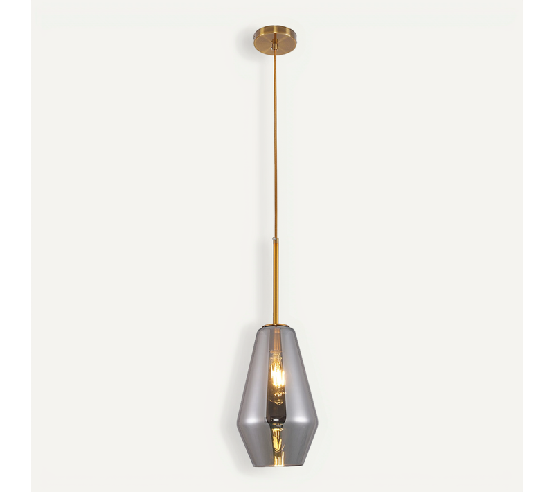 Lampe Lafonnier Design Doré Suspension En Verre Gris Transparent