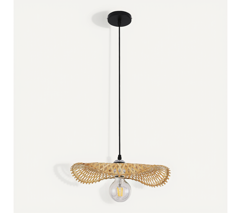 Lampe Suspension Artisanale Design Design Boho Bali En Bambou - Brena Bois Naturel