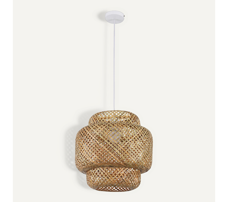 Lampe Suspension Artisanale Design Boho Bali En Bambou - Serena Bois Naturel