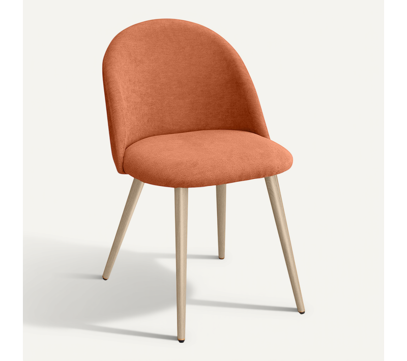 Chaise De Salle À Manger - Tapissée En Tissu - Scandinave - Bennett Orange