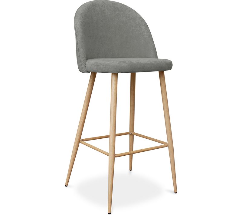 Tabouret Tapissé En Tissu - Design Scandinave - 76cm - Bennett Gris