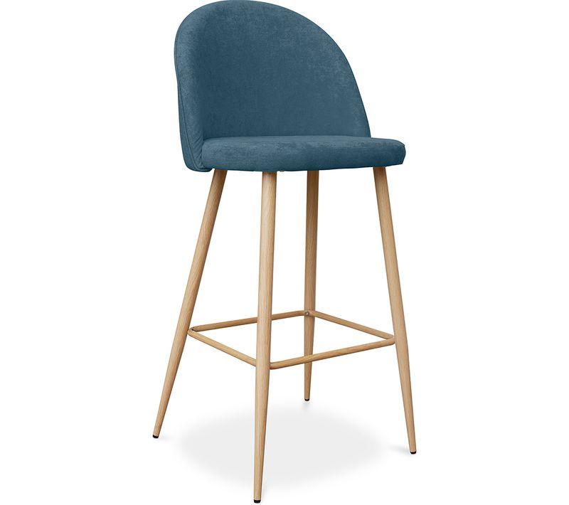 Tabouret Tapissé En Tissu - Design Scandinave - 76cm - Bennett Turquoise