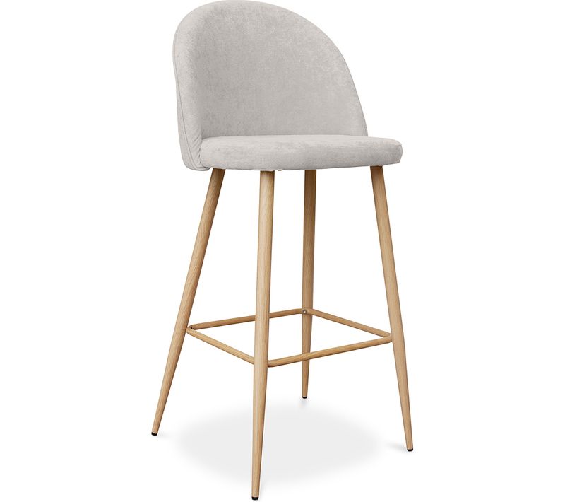 Tabouret Tapissé En Tissu - Design Scandinave - 76cm - Bennett Crème