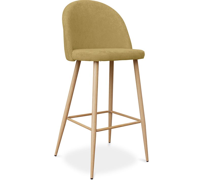 Tabouret Tapissé En Tissu - Design Scandinave - 76cm - Bennett Jaune Clair