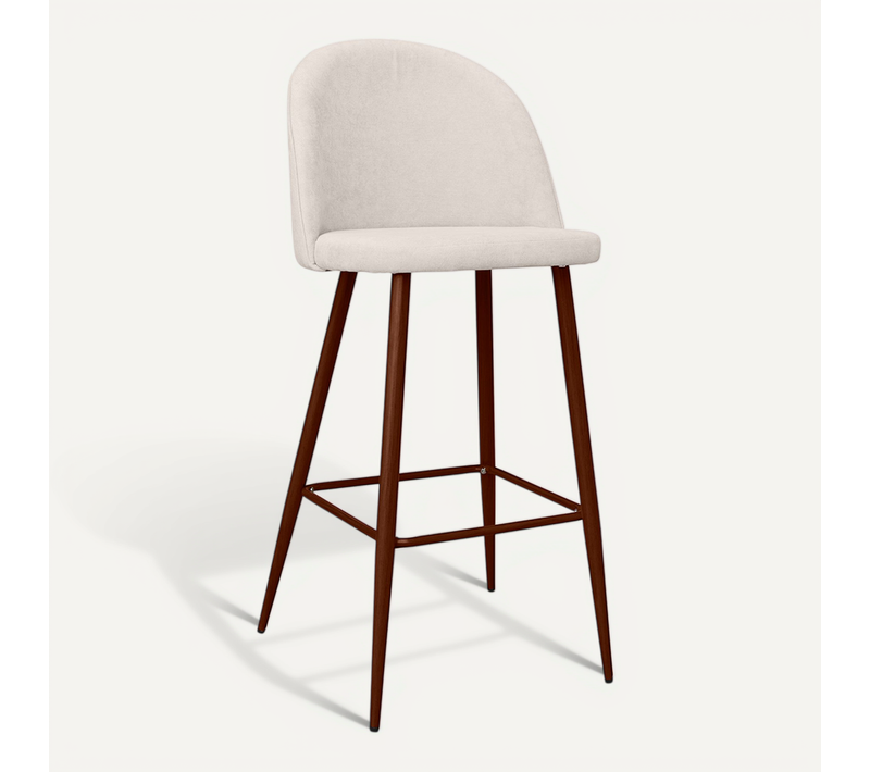Tabouret Rembourré En Tissu - Design Scandinave - 76cm - Bennett Crème