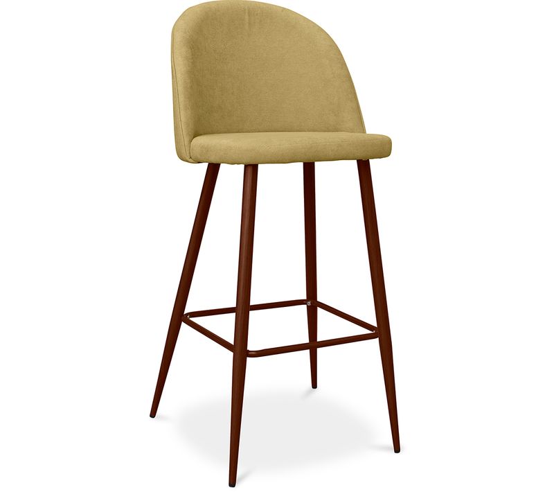 Tabouret Rembourré En Tissu - Design Scandinave - 76cm - Bennett Jaune Clair