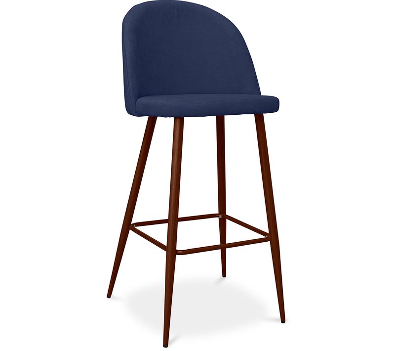 Tabouret Rembourré En Tissu - Design Scandinave - 76cm - Bennett Bleu Foncé