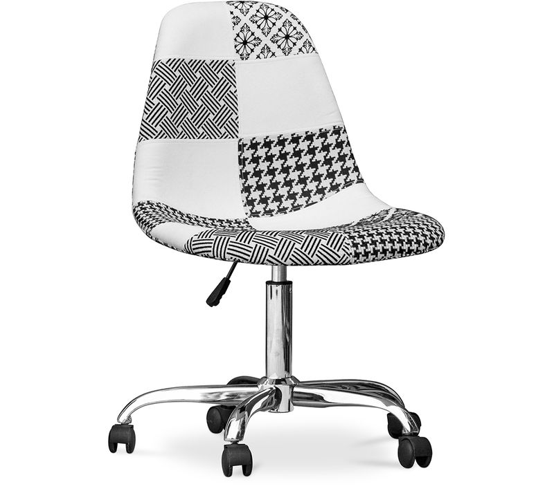 Chaise De Bureau Brielle Blanche Et Noire - Patchwork Blanc / Noir