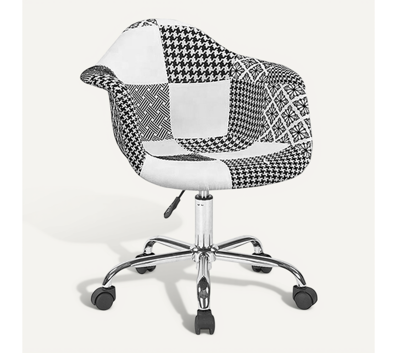 Chaise De Bureau Emery Blanche Et Noire - Patchwork Blanc / Noir