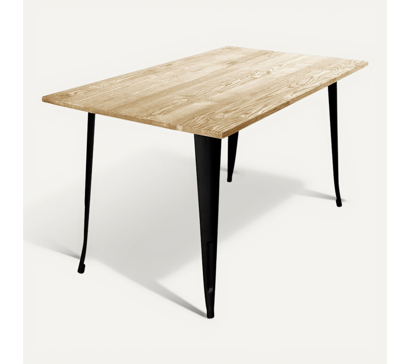 Table à Manger Industriel Bistrot Metalix - 140 Cm - Bois Léger Noir