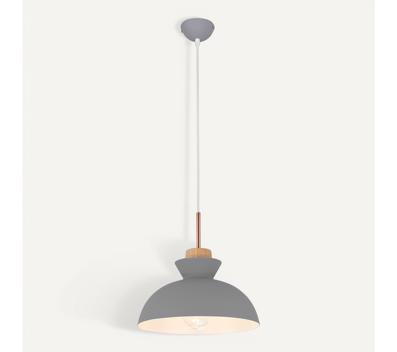 Lampe Suspension Design Scandinave En Métal Et Bois Gris