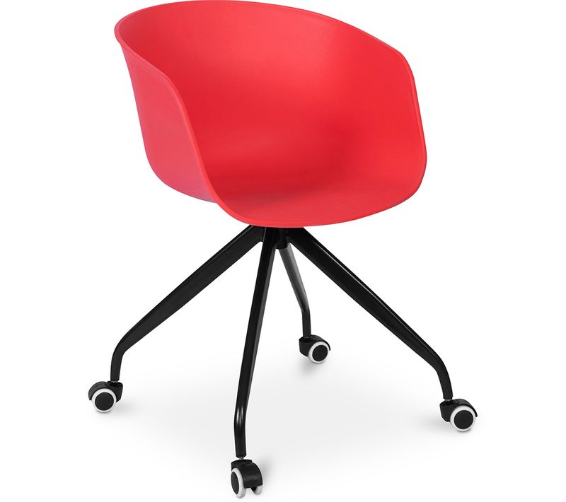 Chaise De Bureau Design Avec Accoudoirs Et Roues Rouge