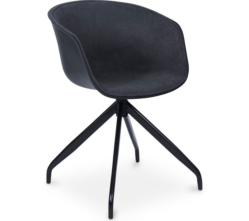 Chaise De Bureau Design Noire Rembourrée Avec Accoudoirs Gris Foncé