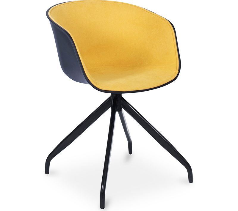 Chaise De Bureau Design Noire Rembourrée Avec Accoudoirs Jaune