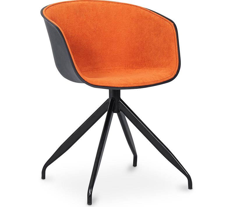 Chaise De Bureau Design Noire Rembourrée Avec Accoudoirs Orange