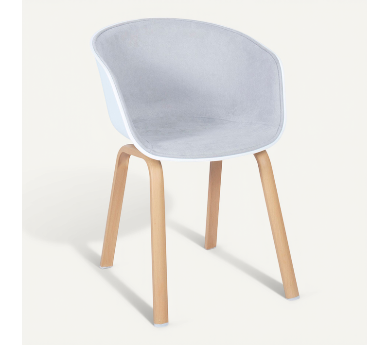 Chaise De Salle à Manger Blanche Rembourrée Avec Accoudoirs Gris Clair