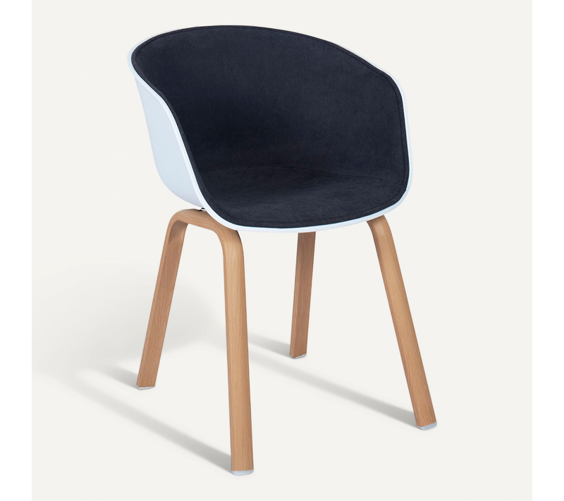 Chaise De Salle à Manger Blanche Rembourrée Avec Accoudoirs Gris Foncé