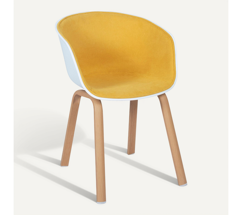 Chaise De Salle à Manger Blanche Rembourrée Avec Accoudoirs Jaune