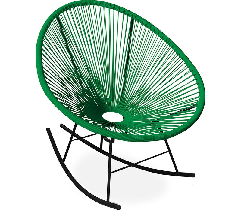 Chaise à Bascule Acapulco - Pieds Noirs - Nouvelle Édition Vert