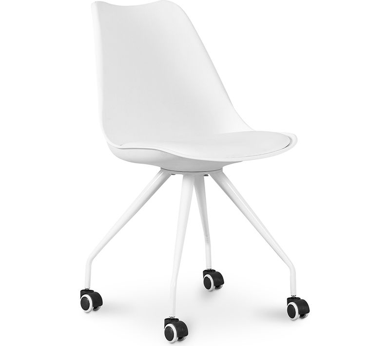 Chaise De Bureau Scandinave à Roulettes - Dana Blanc
