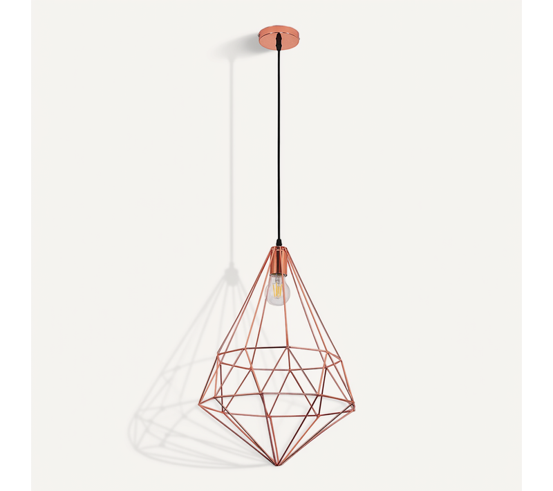 Lampe à Pendentif De Style Rétro En Diamant Rose Doré