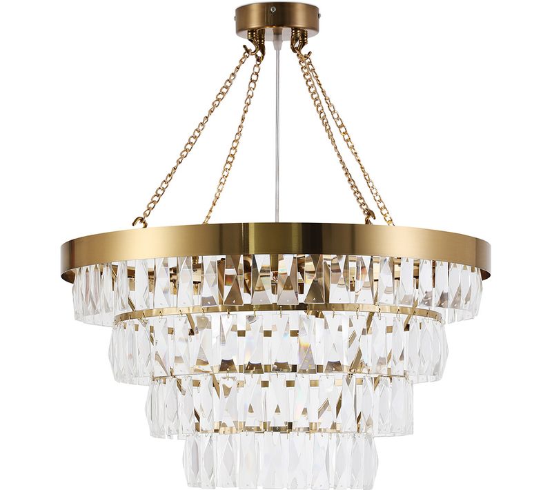 Chandelier Lampe Plafond Suspendu Vintage En Cristal Et Métal - Ania Doré