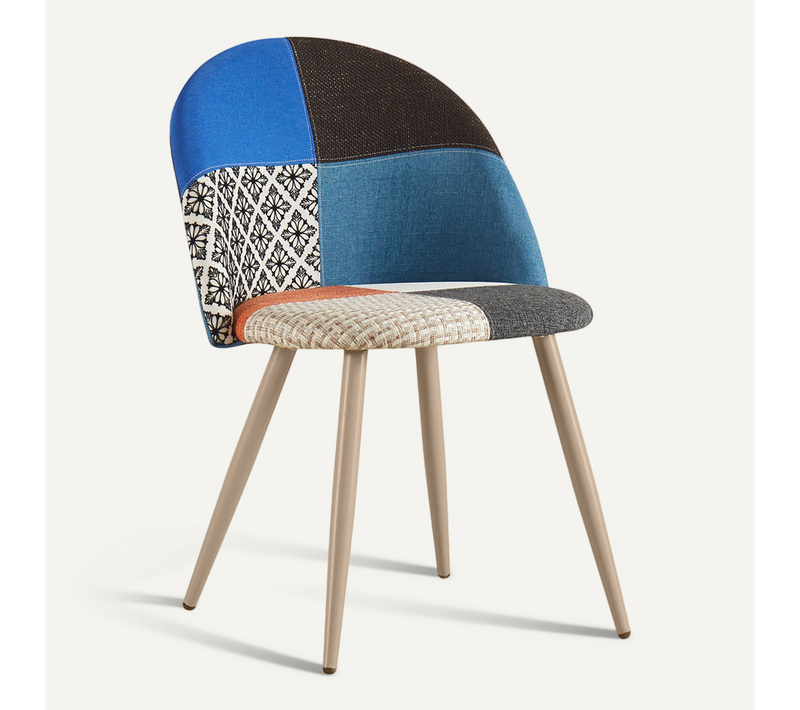 Chaise De Salle À Manger Tapissée En Patchwork - Scandinave - Bennett Multicolore