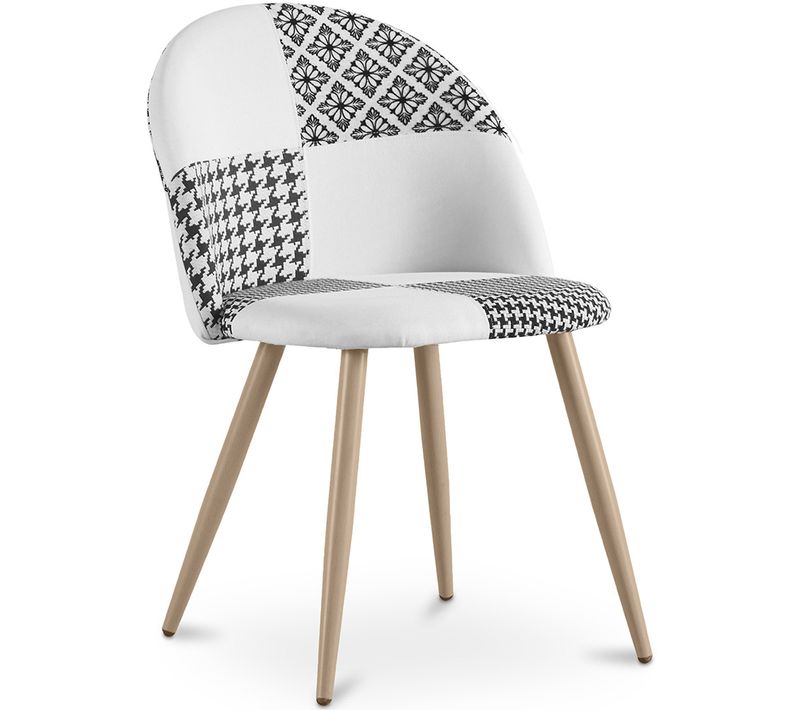 Chaise De Salle à Manger - Tapissée En Patchwork Noir Et Blanc - Bennett Blanc / Noir