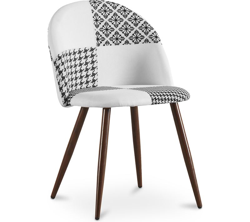 Chaise De Salle à Manger - Tapissée En Patchwork Noir Et Blanc - Bennett  Blanc / Noir