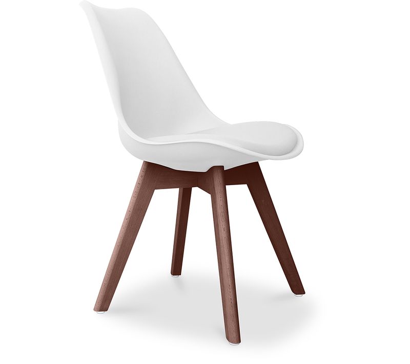 Premium Chaise Brielle Au Design Scandinave Avec Coussin - Pieds Sombres Blanc