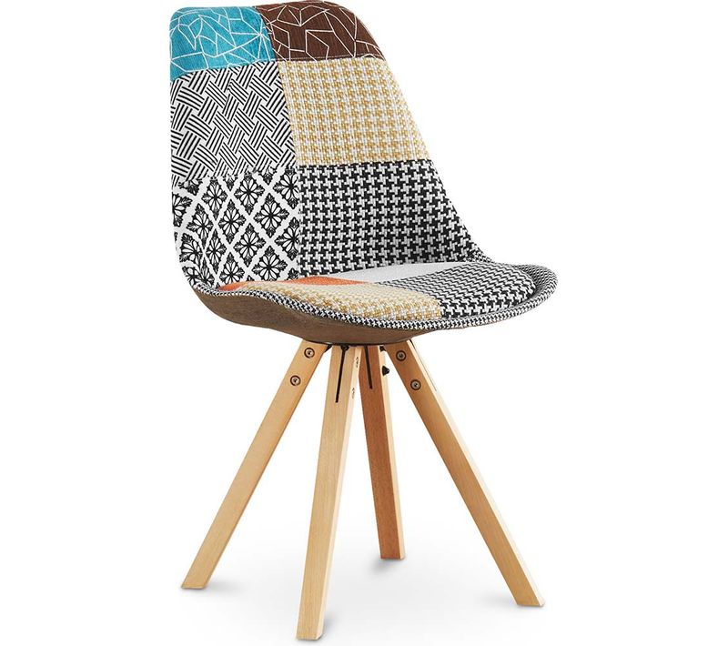 Chaise à Manger Brielle Design Scandi Rétro - Multicolore Premium -  Patchwork Amy Multicolore