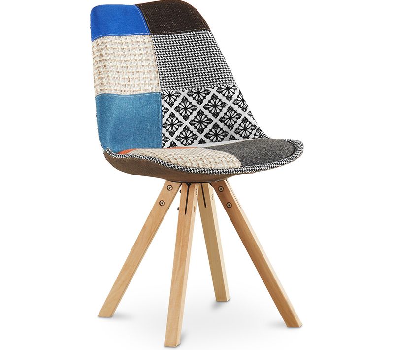 Chaise à Manger Brielle Design Scandi Rétro - Multicolore Premium - Patchwork Piti Multicolore