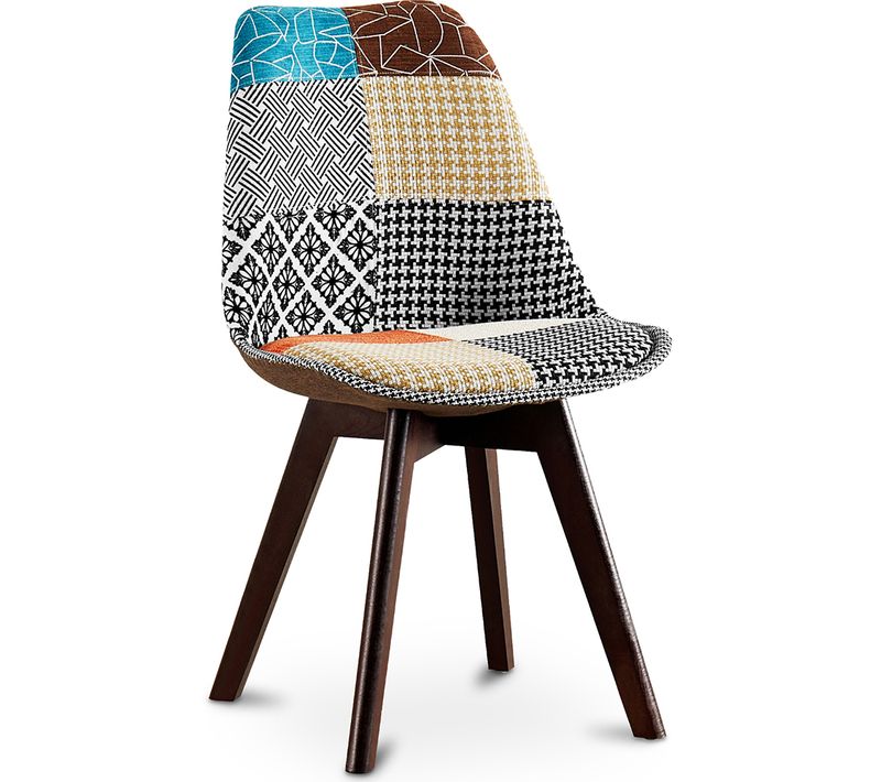 Chaise à Manger Brielle Design Scandi Rétro Pieds Foncés - Multicolore Premium Nouvelle édition - Pa