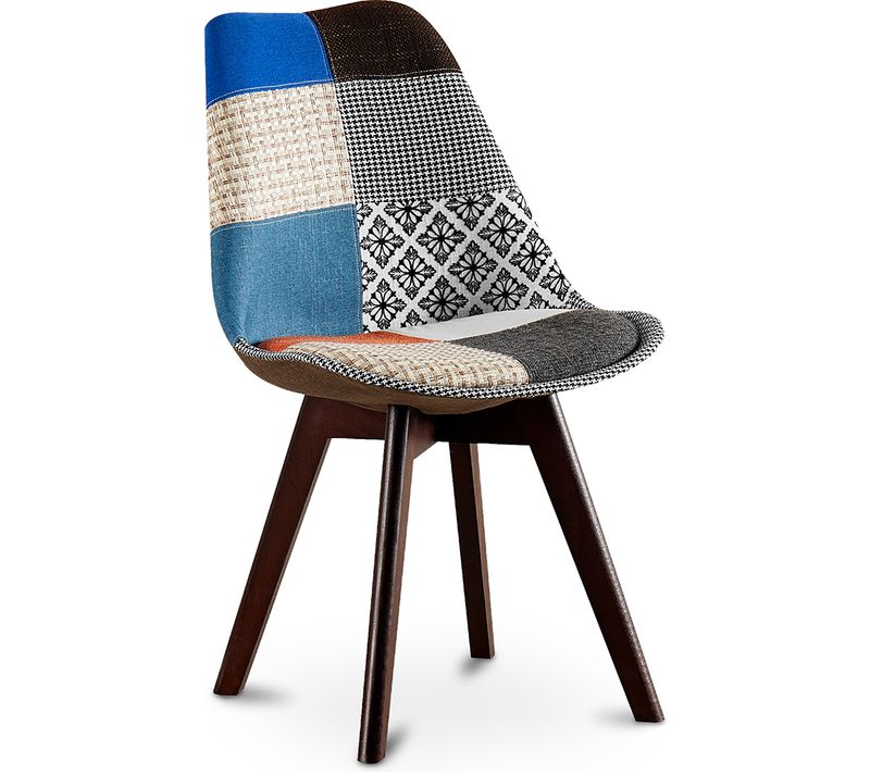 Chaise à Manger Brielle Design Scandi Rétro Pieds Foncés - Multicolore Premium Nouvelle édition - Pa