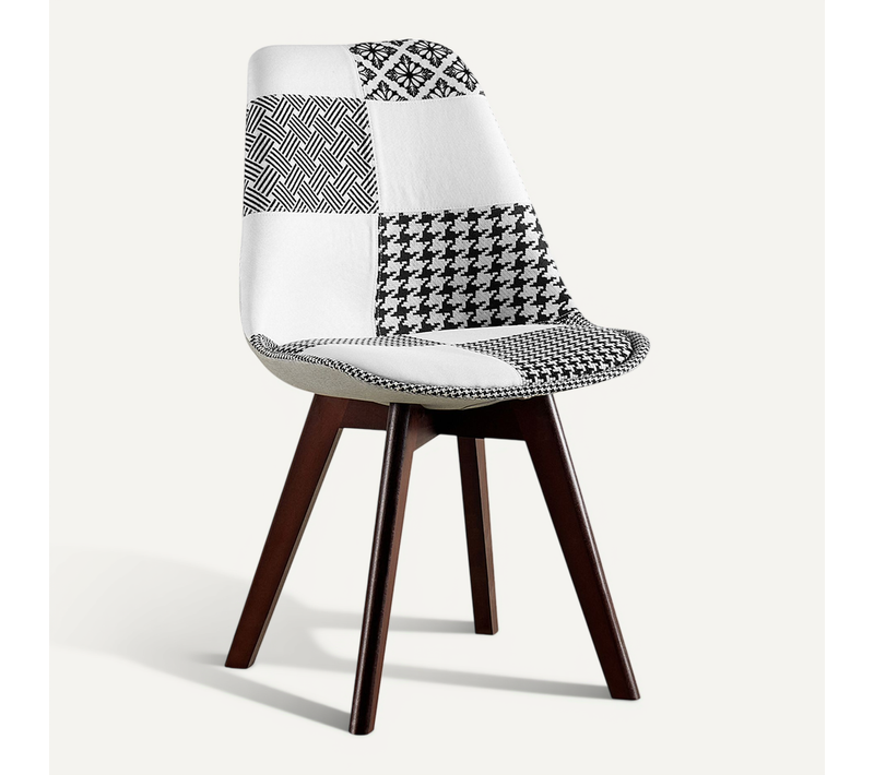 Chaise à Manger Brielle Design Scandi Rétro Pieds Foncés - Noir Et Blanc Premium Nouvelle édition -